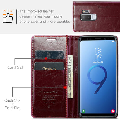 Luxury Retro Leather Samsung Galaxy S9+ Case Sturdy Shiny Flip Stand