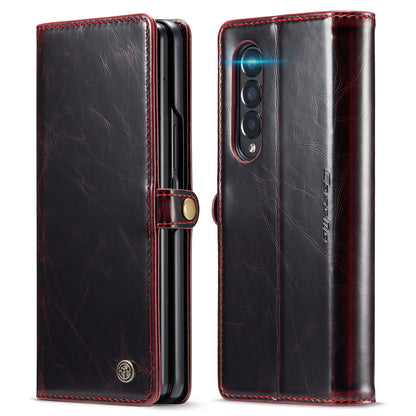 Luxury Retro Leather Galaxy Z Fold3 Case Sturdy Shiny Flip Stand