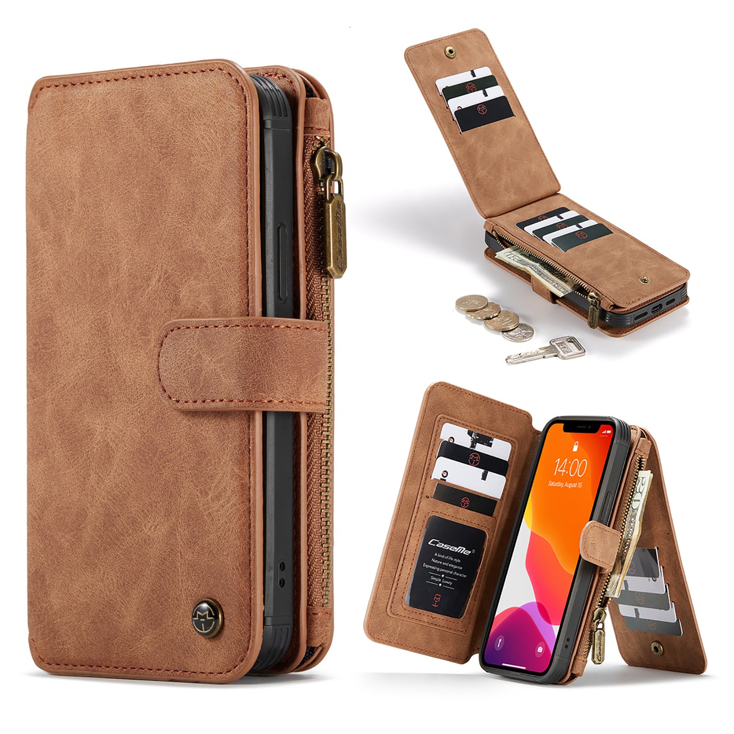 Multi-function Card Holder Retro Leather Apple iPhone 12 Mini Case