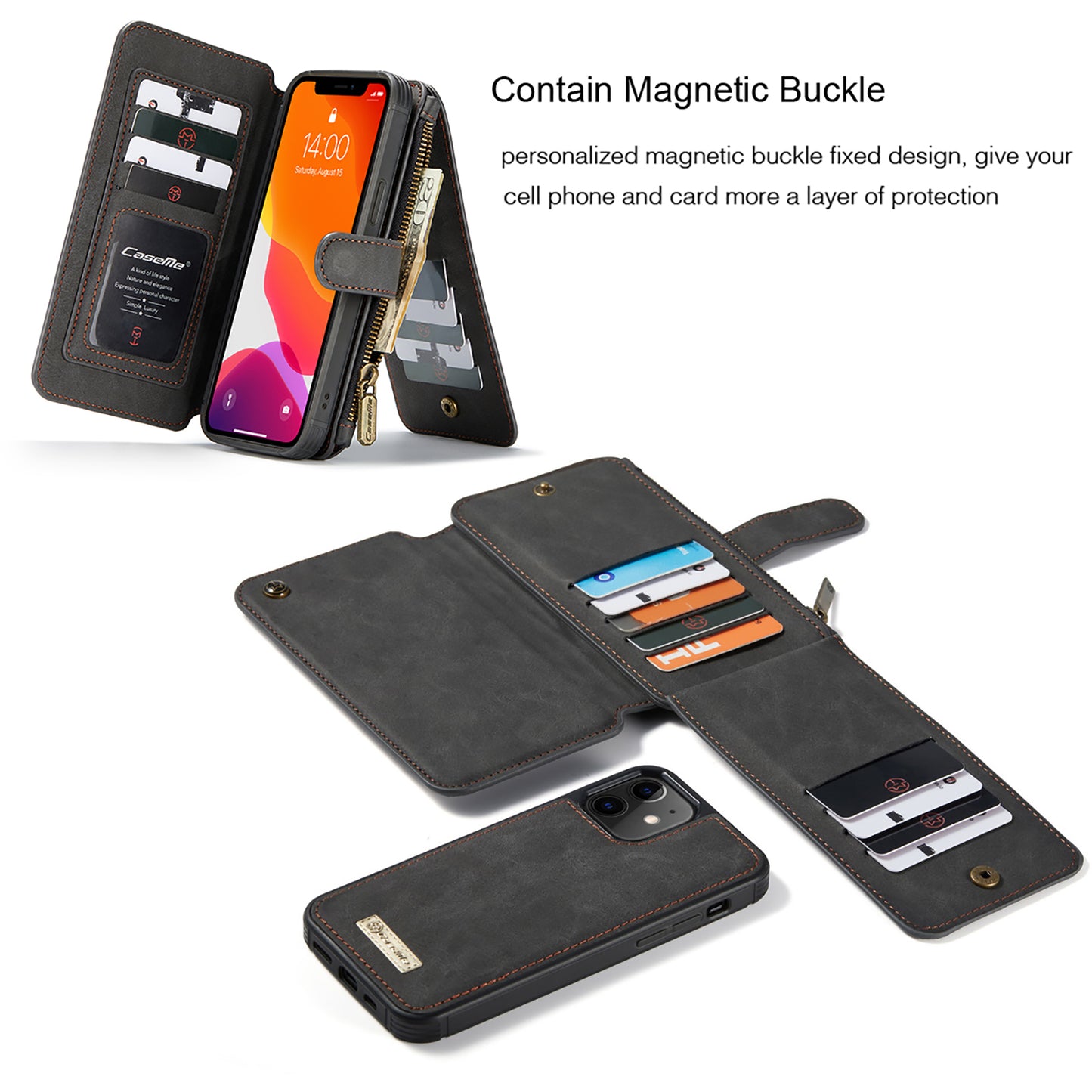 Multi-function Card Holder Retro Leather Apple iPhone 12 Mini Case