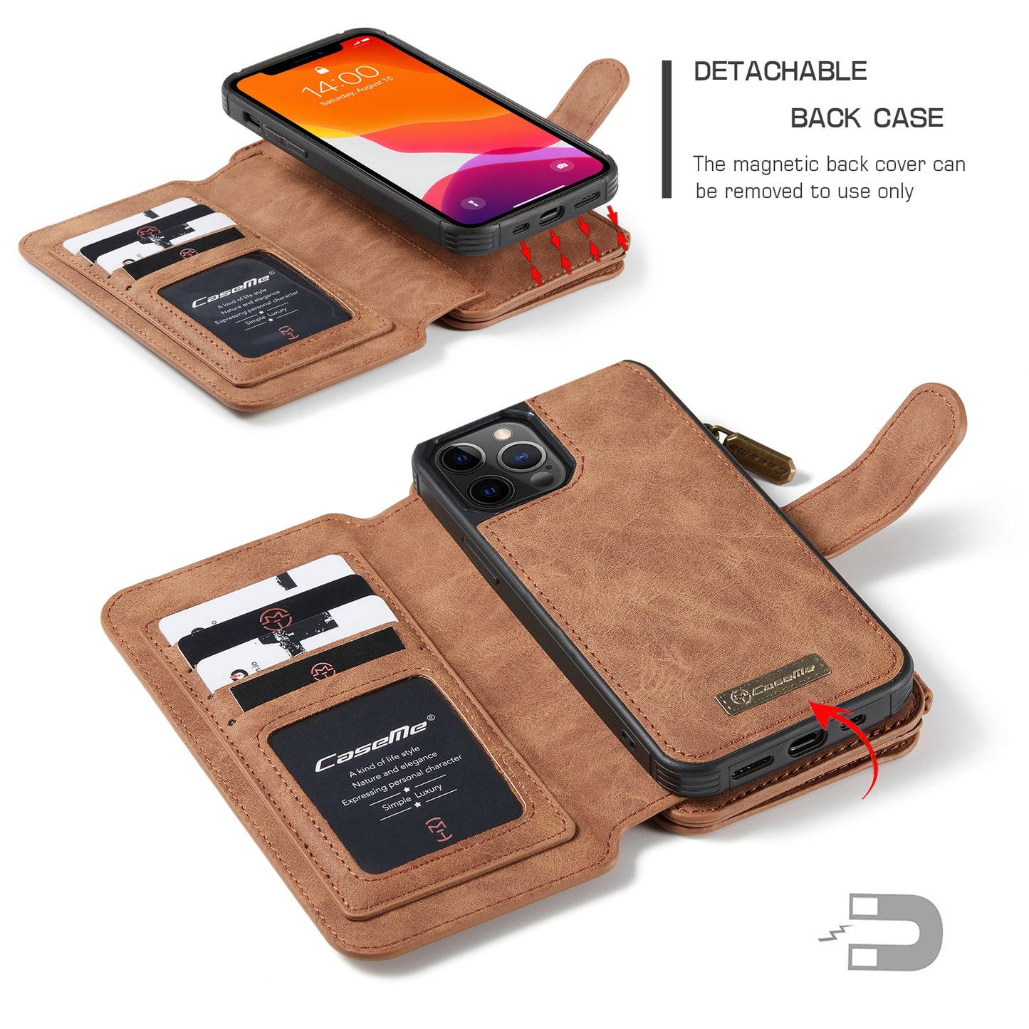 Multi-function Card Holder Retro Leather Apple iPhone 12 Pro Max Case