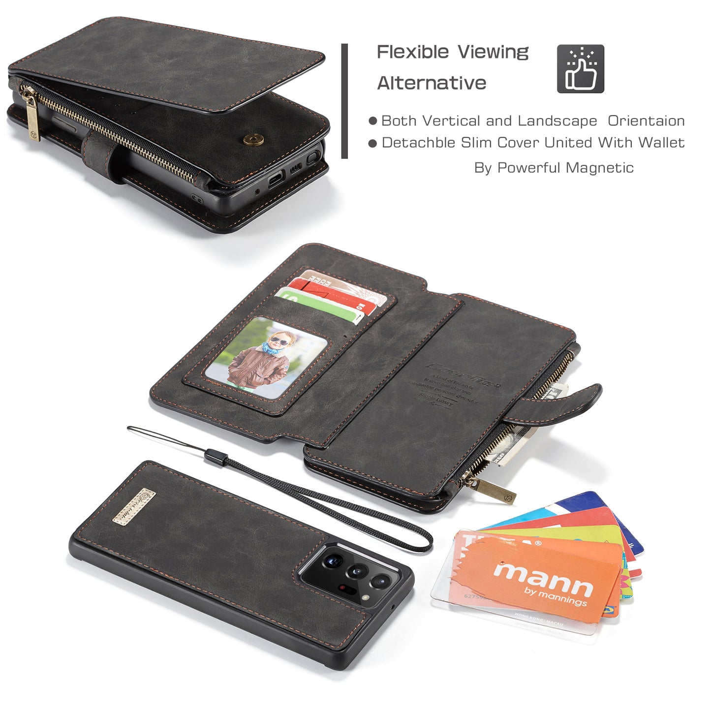 Multi-function Card Holder Retro Leather Galaxy Note20 Ultra Case