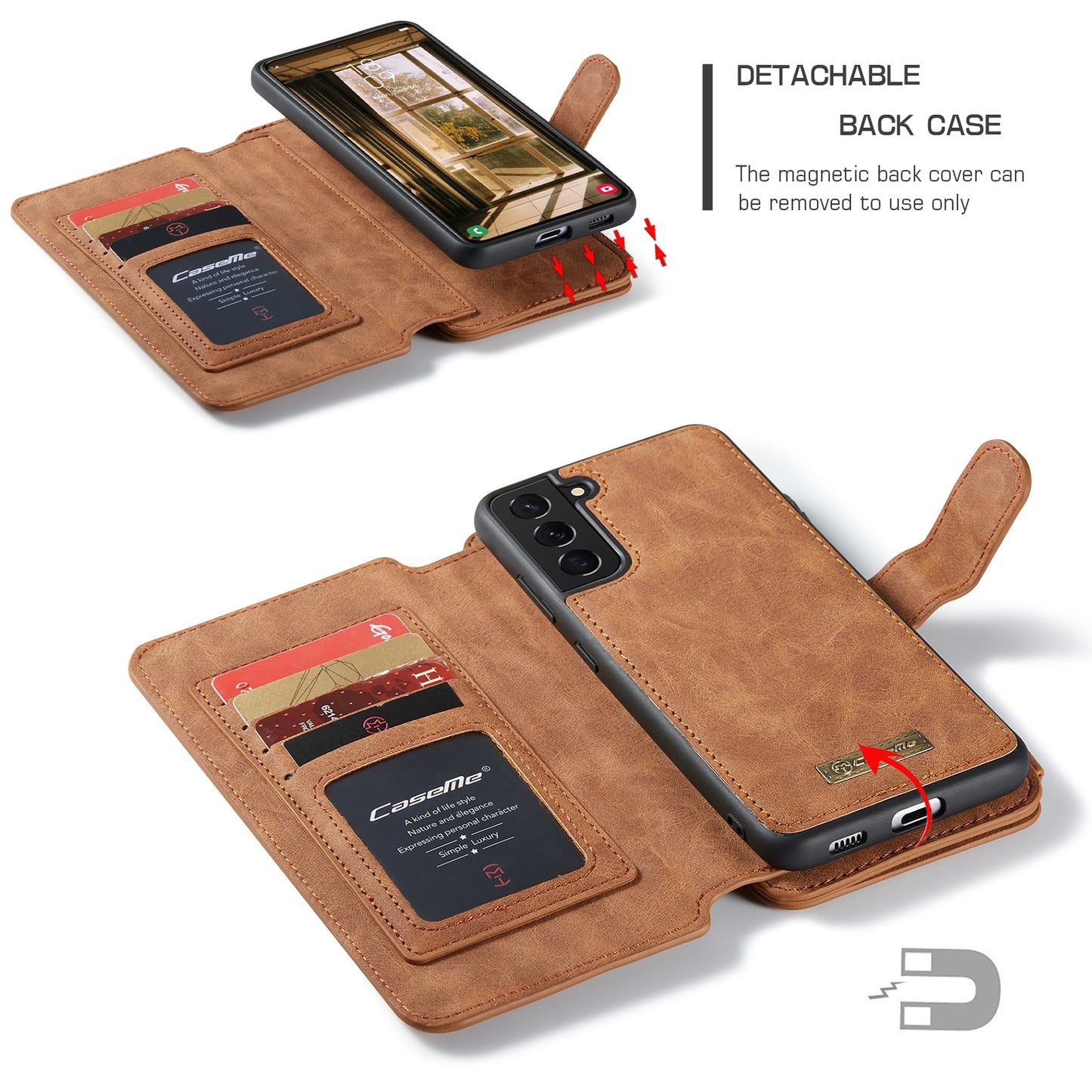 Multi-function Card Holder Retro Leather Samsung Galaxy S22 Case