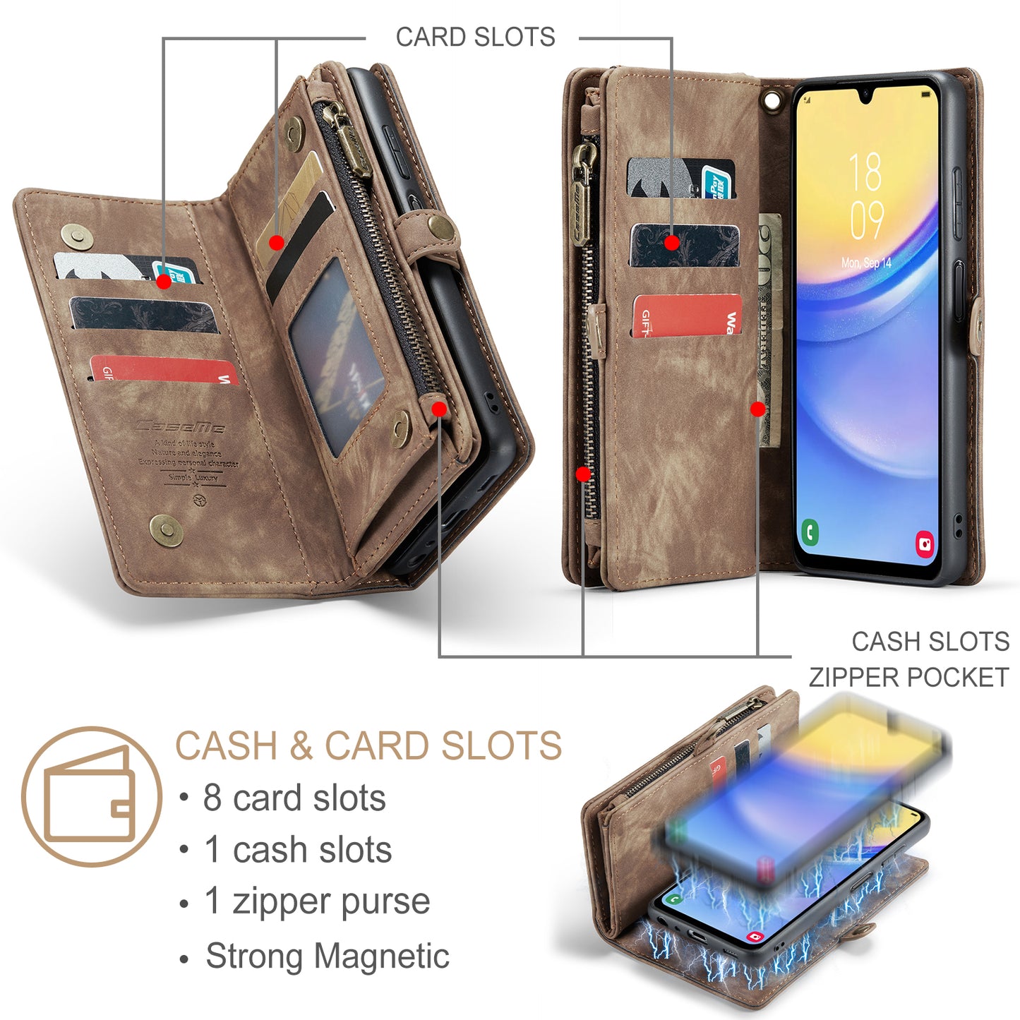 Vertical Magnetic Detachable 2 In 1 Samsung Galaxy A15 Case Hand Strap