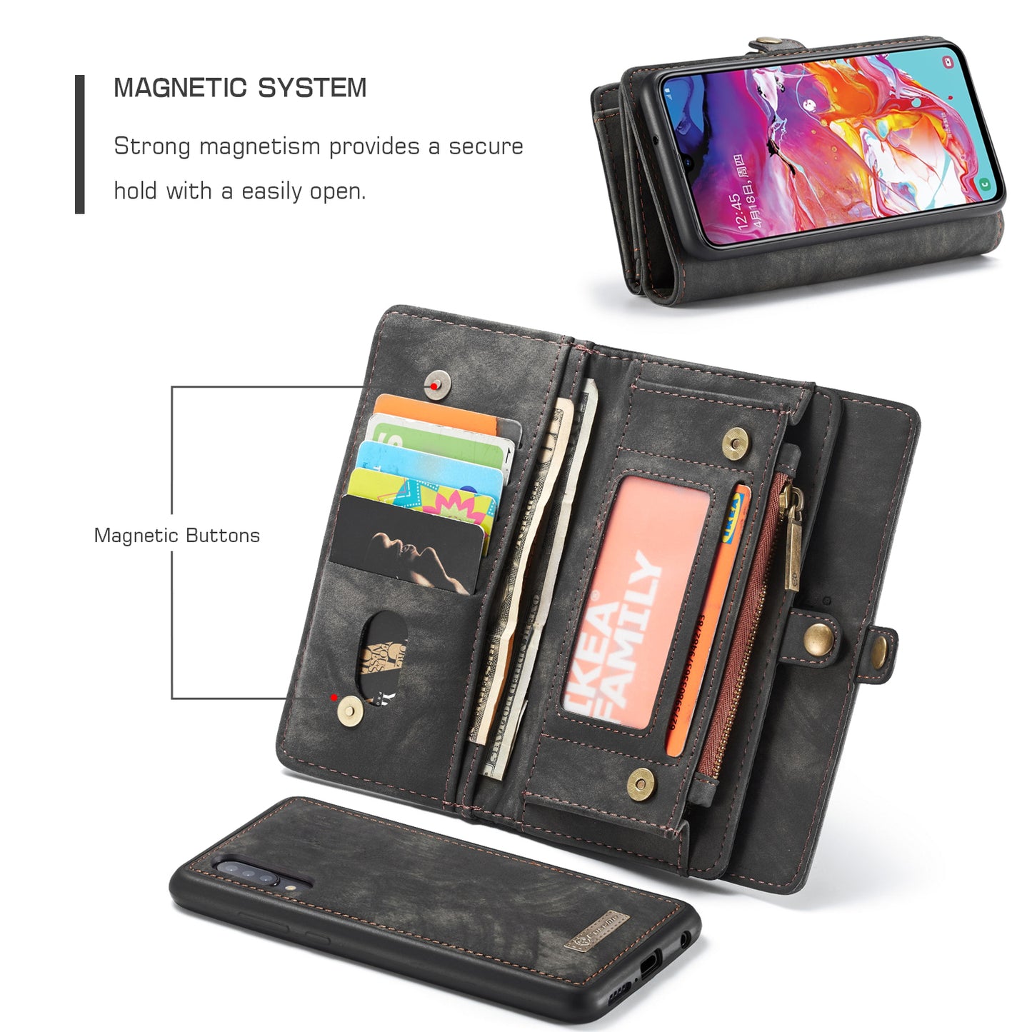 Vertical Magnetic Detachable 2 In 1 Samsung Galaxy A70 Case Hand Strap