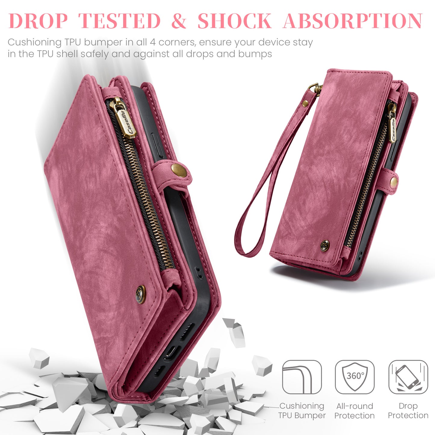 Vertical Magnetic Detachable 2 In 1 iPhone 15 Pro Case Hand Strap