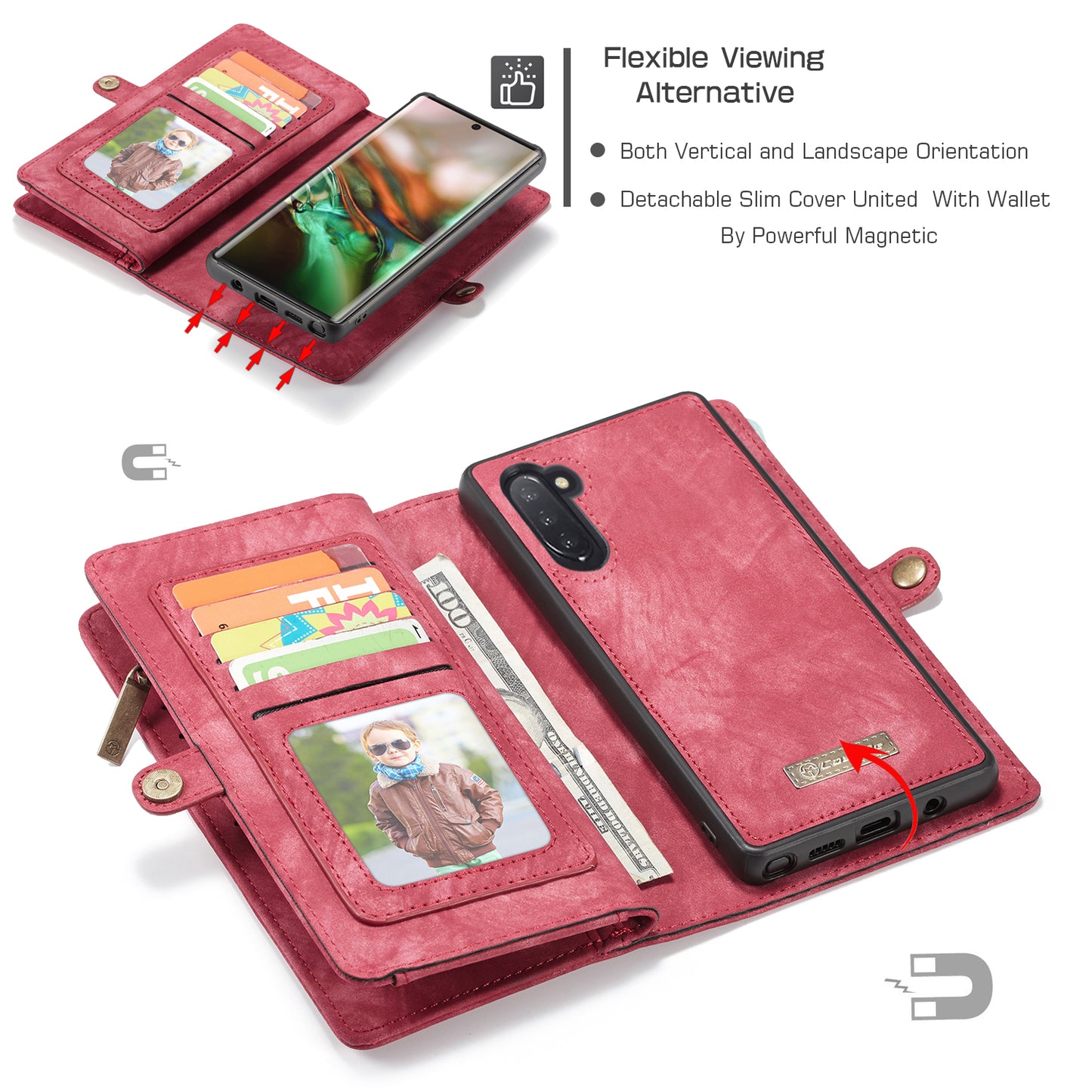 Vertical Magnetic Detachable 2 In 1 Galaxy Note10 Case Hand Strap