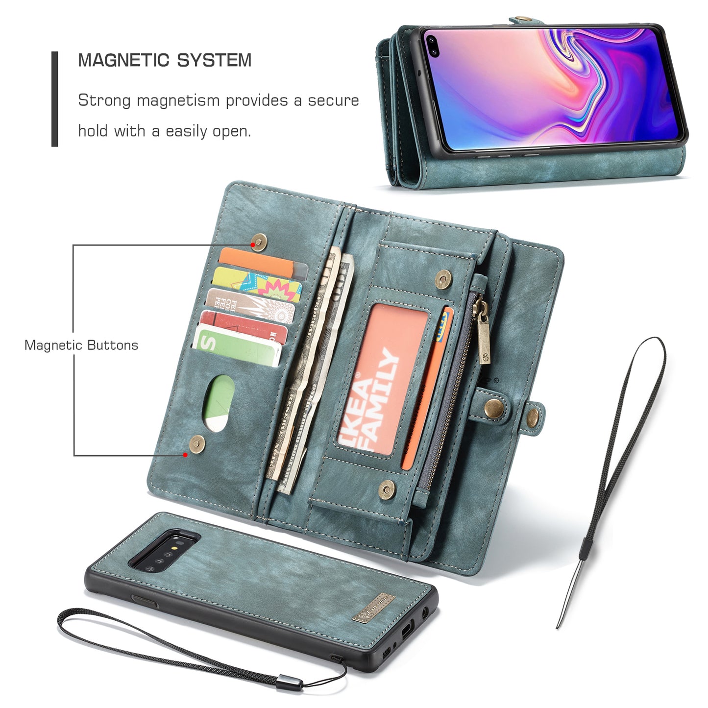 Vertical Magnetic Detachable 2 In 1 Samsung Galaxy S10 Case Hand Strap