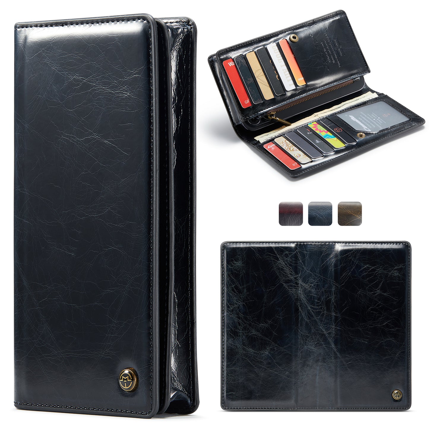 Men Retro Leather Multi-function Zipper Samsung Galaxy Note9 Purse