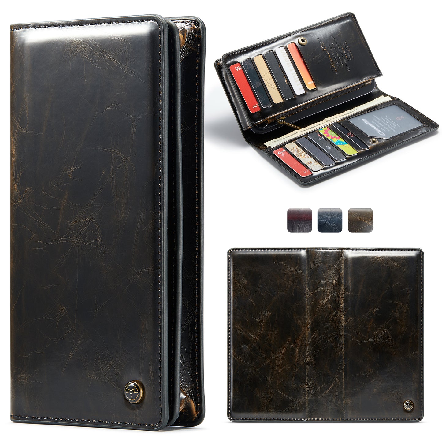 Men Retro Leather Multi-function Zipper Samsung Galaxy Note20 Purse