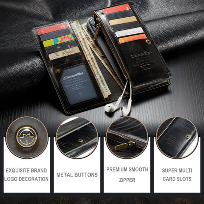 Men Retro Leather Multi-function Zipper Google Pixel 8 Pro Purse