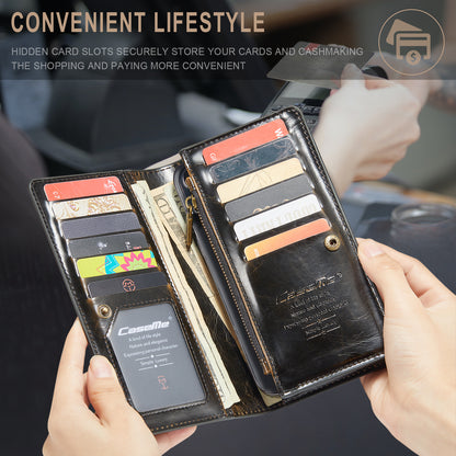 Men Retro Leather Multi-function Zipper Google Pixel 8 Pro Purse