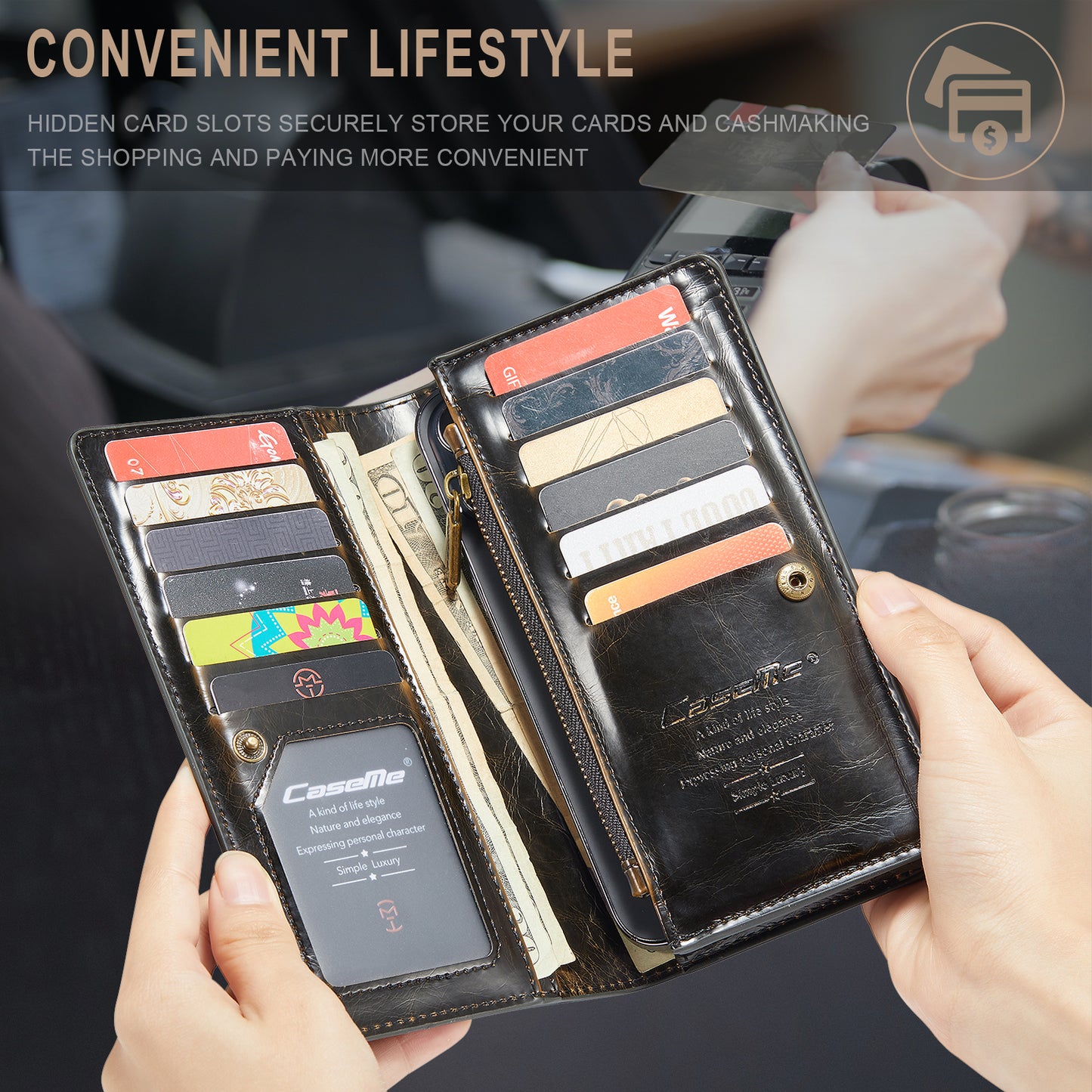 Men Retro Leather Multi-function Zipper Samsung Galaxy A53 Purse