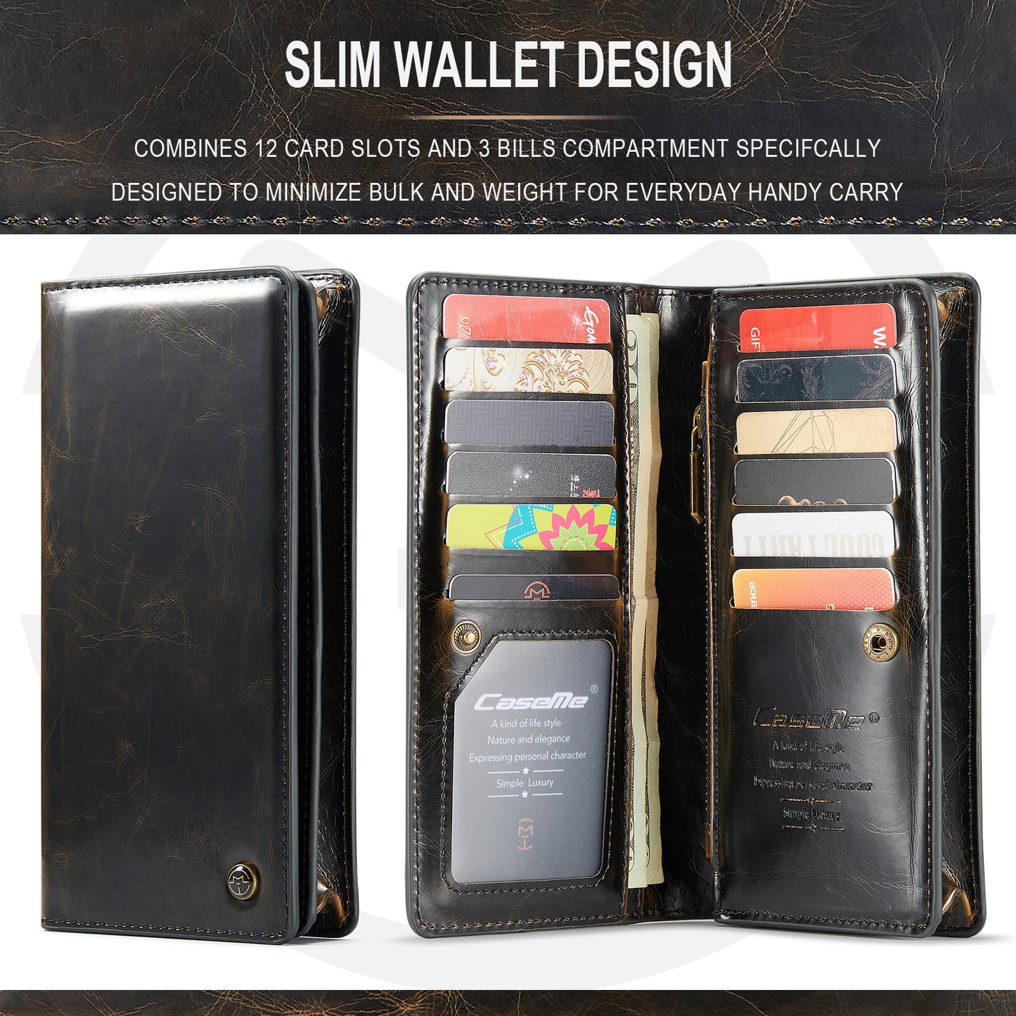 Men Retro Leather Multi-function Zipper Samsung Galaxy S10+ Purse