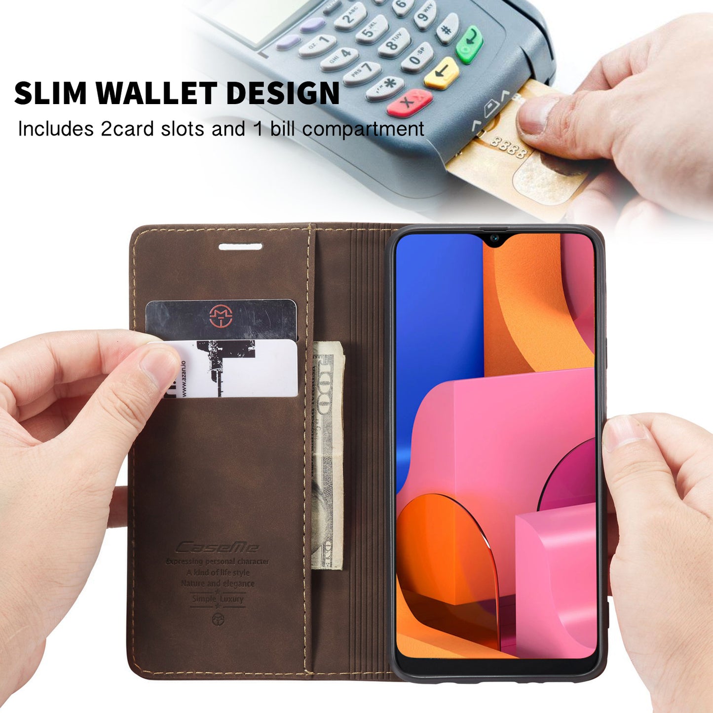 Book Classical Retro Leather Samsung Galaxy A20s Case Slim Wallet