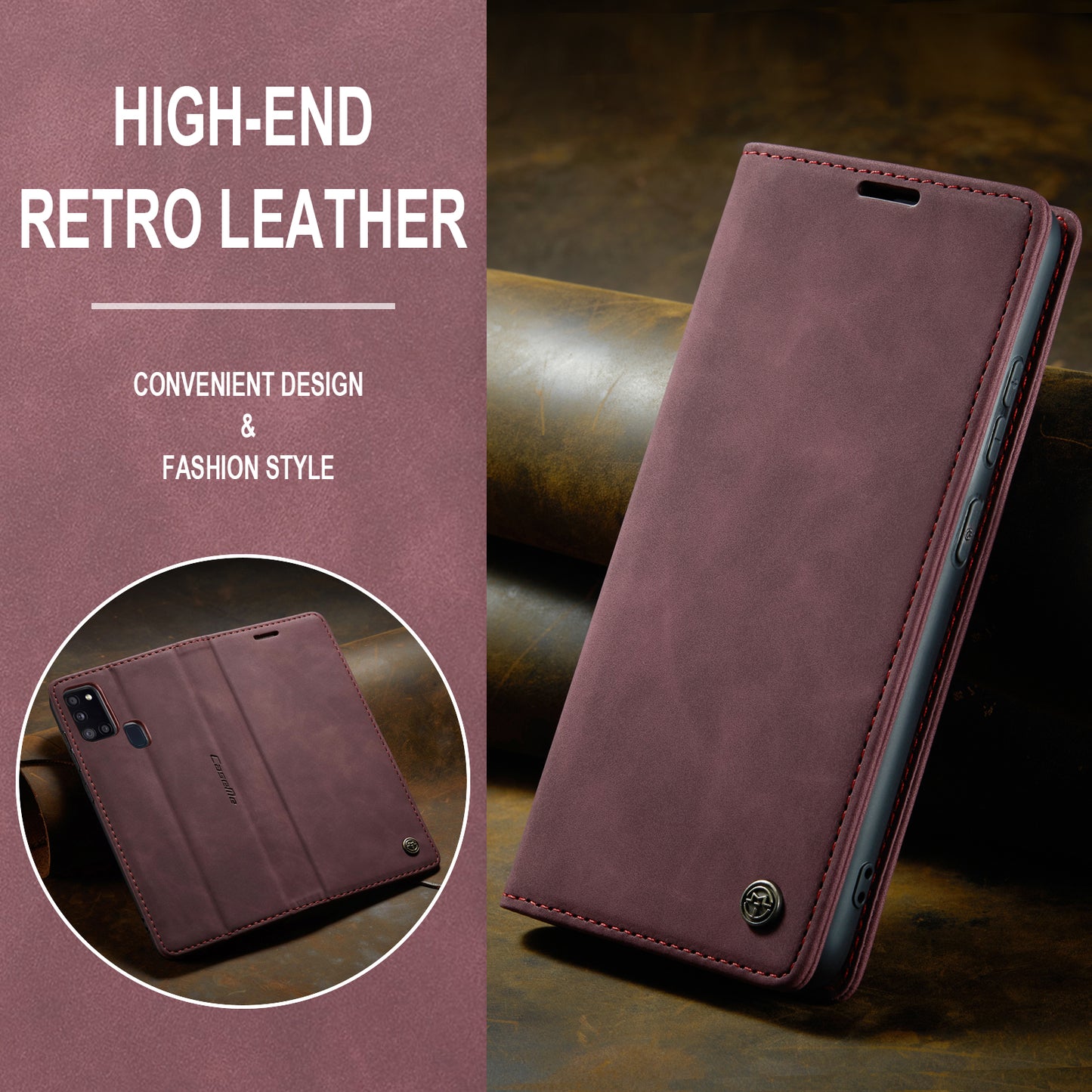 Book Classical Retro Leather Samsung Galaxy A21s Case Slim Wallet