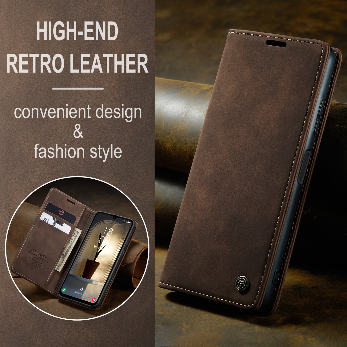 Book Classical Retro Leather Samsung Galaxy A15 Case Slim Wallet