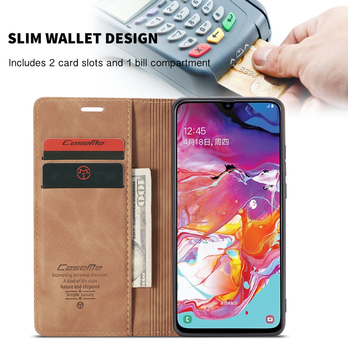 Book Classical Retro Leather Samsung Galaxy A70 Case Slim Wallet