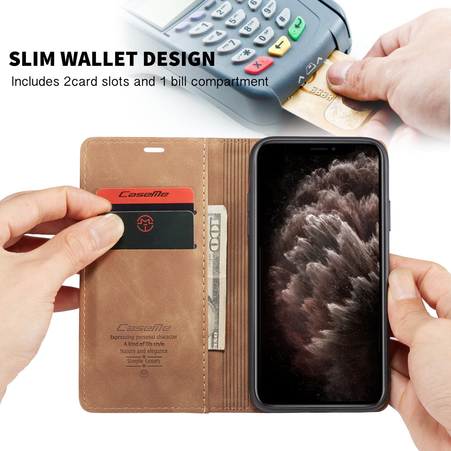 Book Classical Retro Leather Apple iPhone 11 Pro Case Slim Wallet