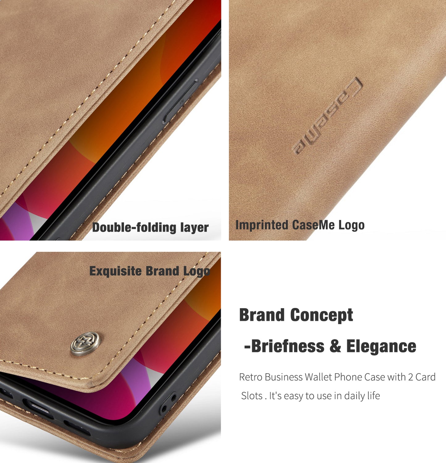 Book Classical Retro Leather Apple iPhone 12 Pro Case Slim Wallet