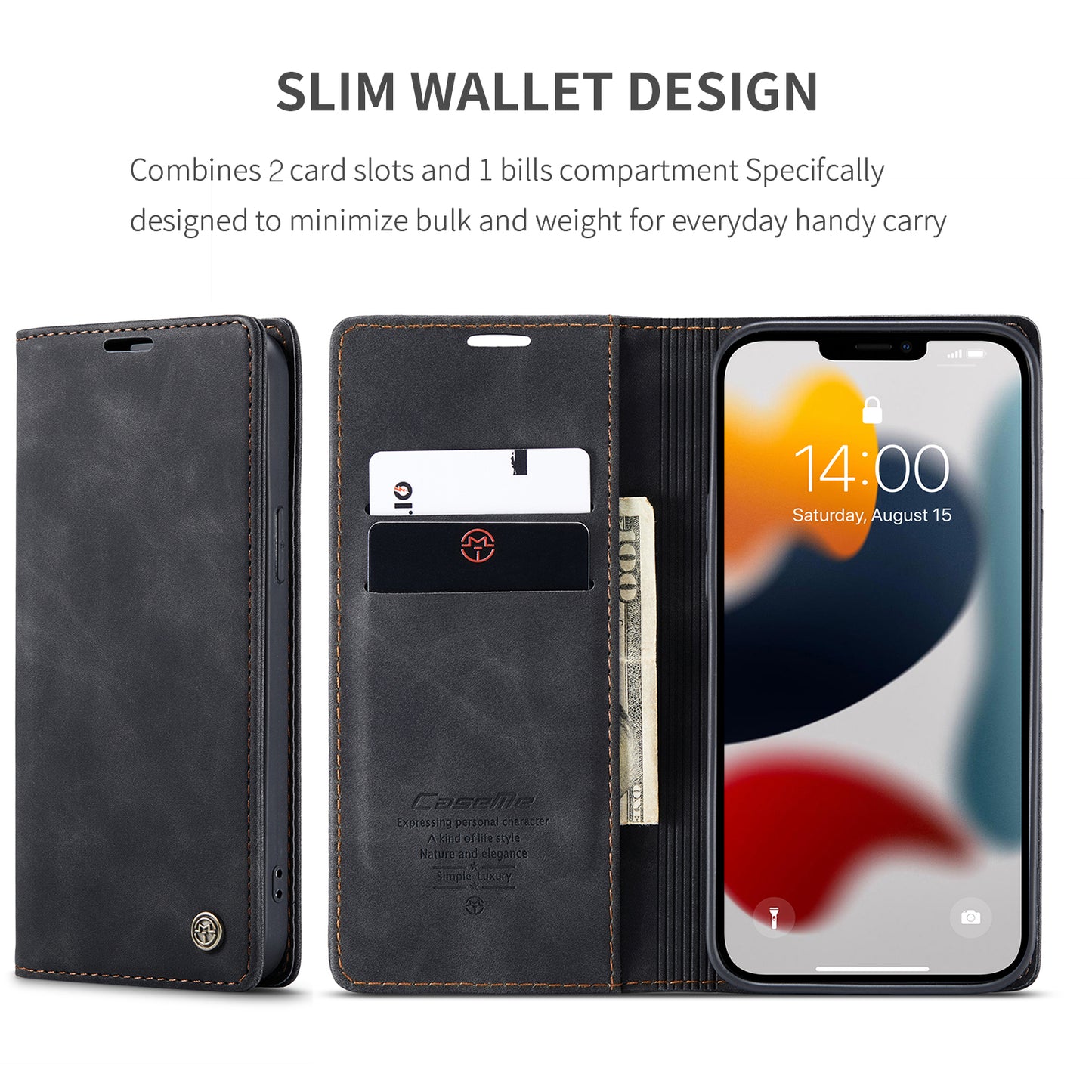 Book Classical Retro Leather Apple iPhone 13 Pro Case Slim Wallet