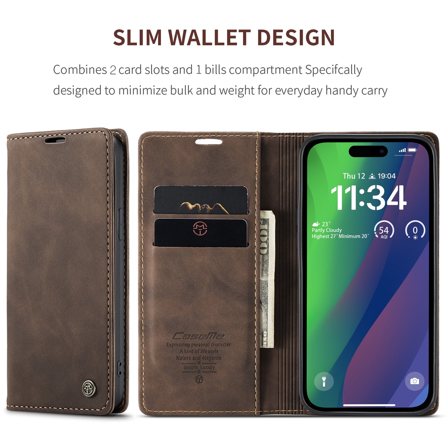 Book Classical Retro Leather iPhone 16 Case Slim Wallet Stand