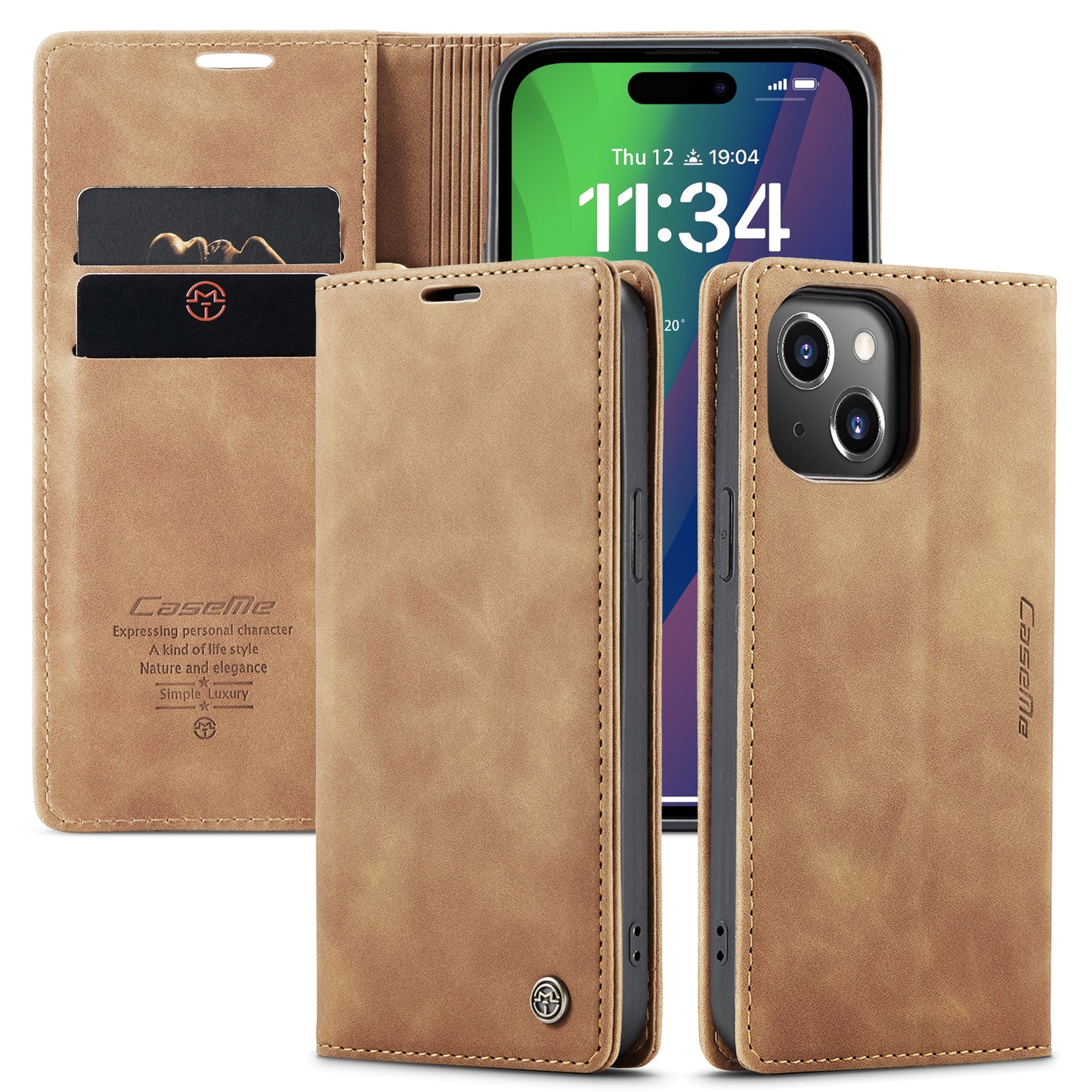 Book Classical Retro Leather iPhone 16 Plus Case Slim Wallet Stand