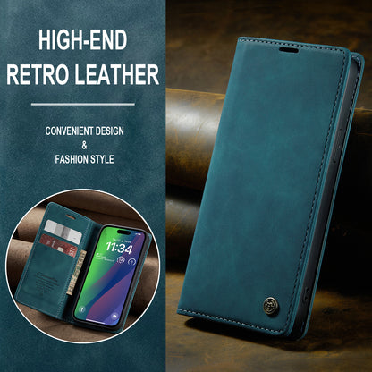 Book Classical Retro Leather iPhone 16 Plus Case Slim Wallet Stand