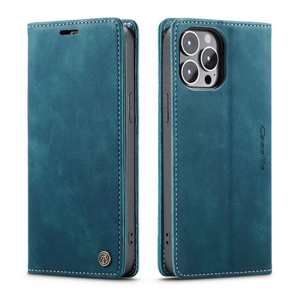 Book Classical Retro Leather iPhone 16 Pro Case Slim Wallet Stand