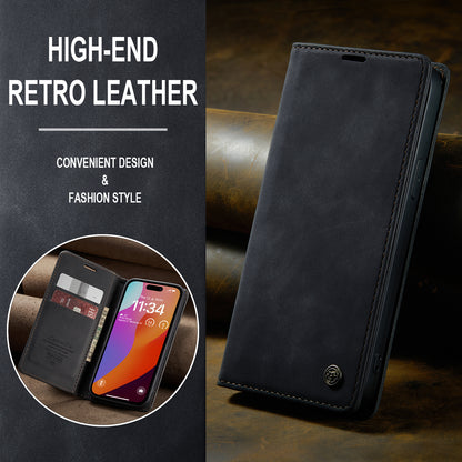 Book Classical Retro Leather iPhone 16 Pro Case Slim Wallet Stand