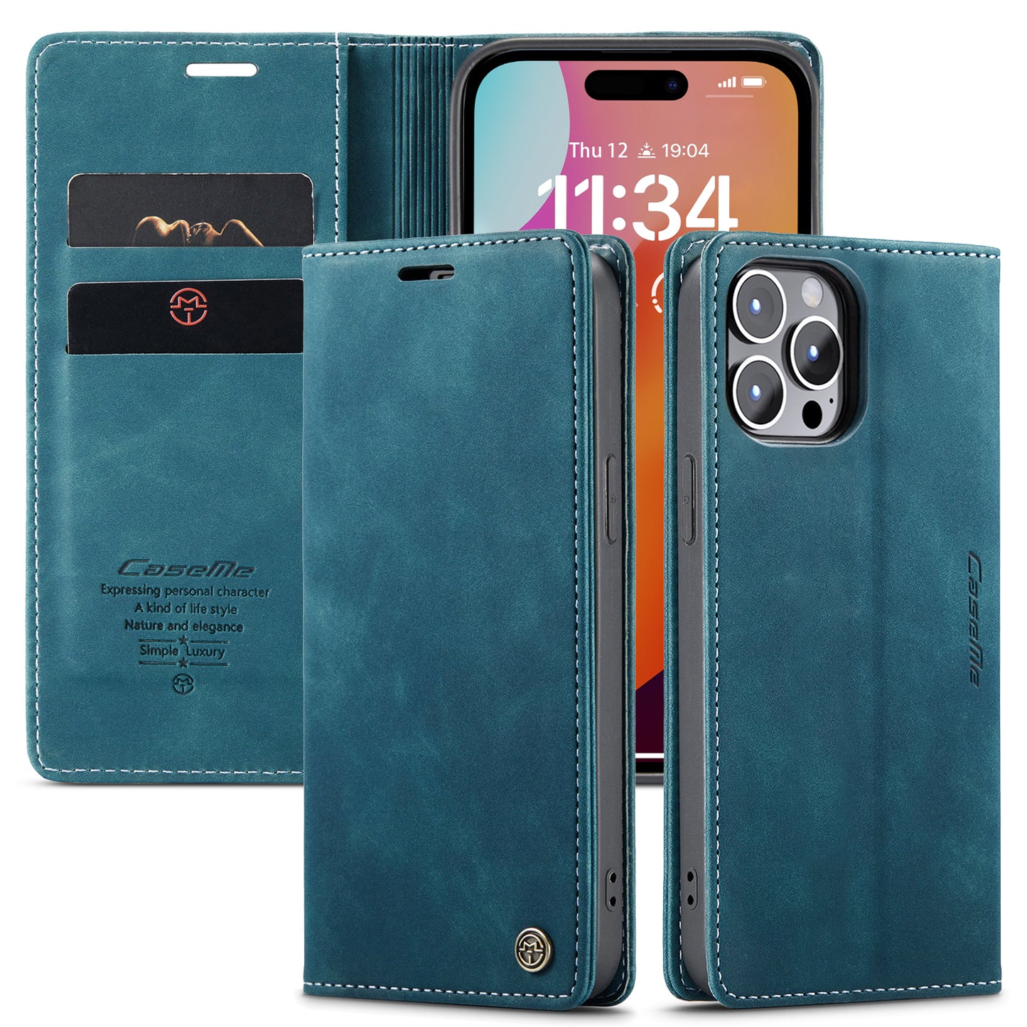 Book Classical Retro Leather iPhone 16 Pro Max Case Slim Wallet Stand