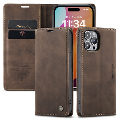 Book Classical Retro Leather iPhone 16 Pro Max Case Slim Wallet Stand