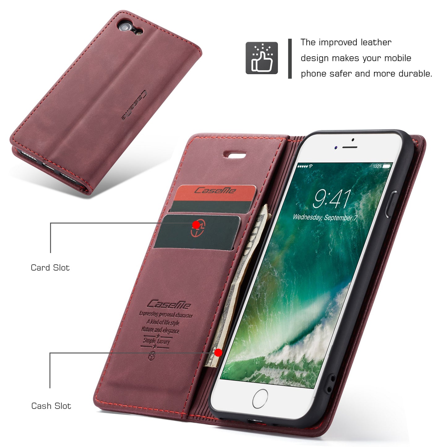 Book Classical Retro Leather Apple iPhone 8 Case Slim Wallet Stand