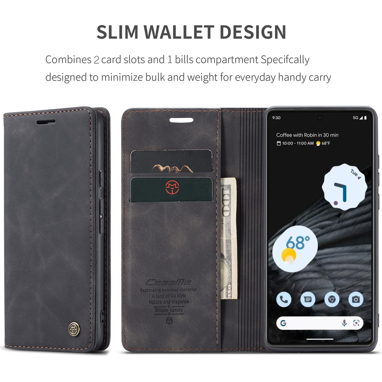 Book Classical Retro Leather Google Pixel 7 Case Slim Wallet Stand