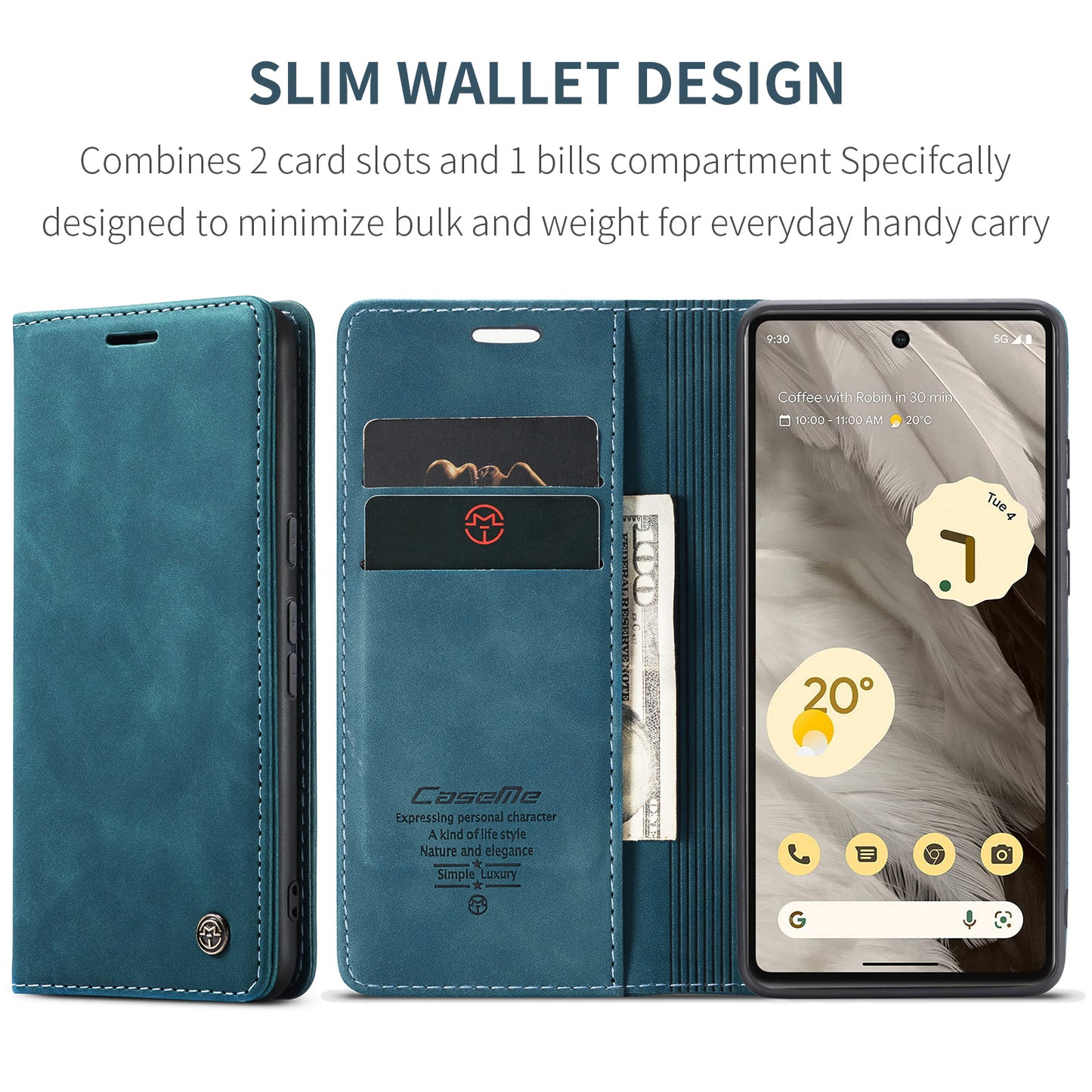 Book Classical Retro Leather Google Pixel 7A Case Slim Wallet Stand