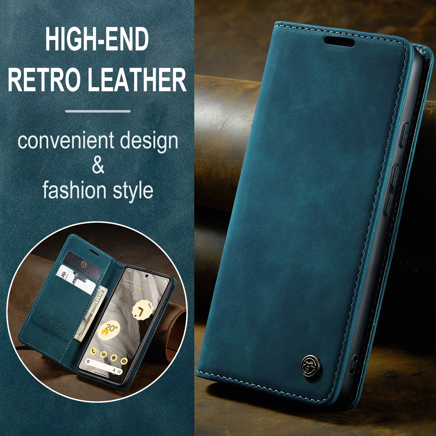 Book Classical Retro Leather Google Pixel 7A Case Slim Wallet Stand