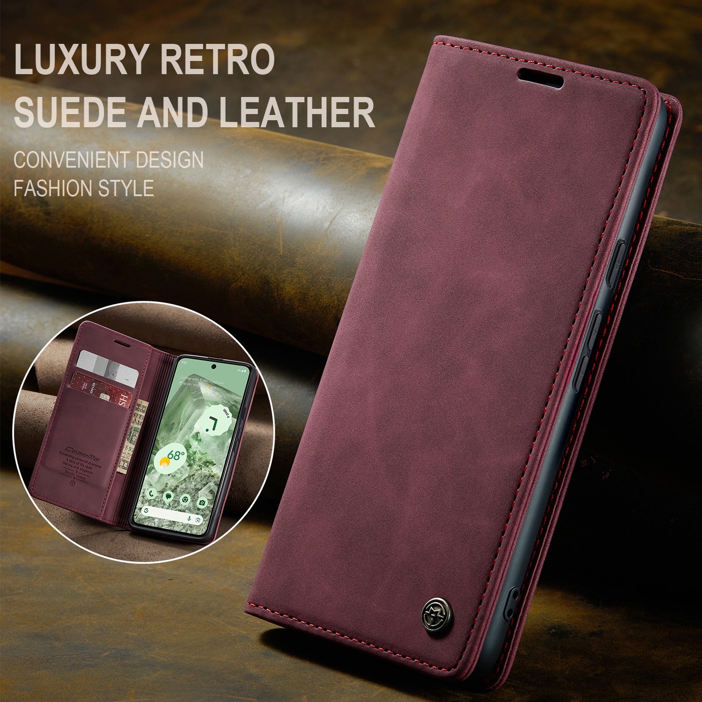 Book Classical Retro Leather Google Pixel 8A Case Slim Wallet Stand