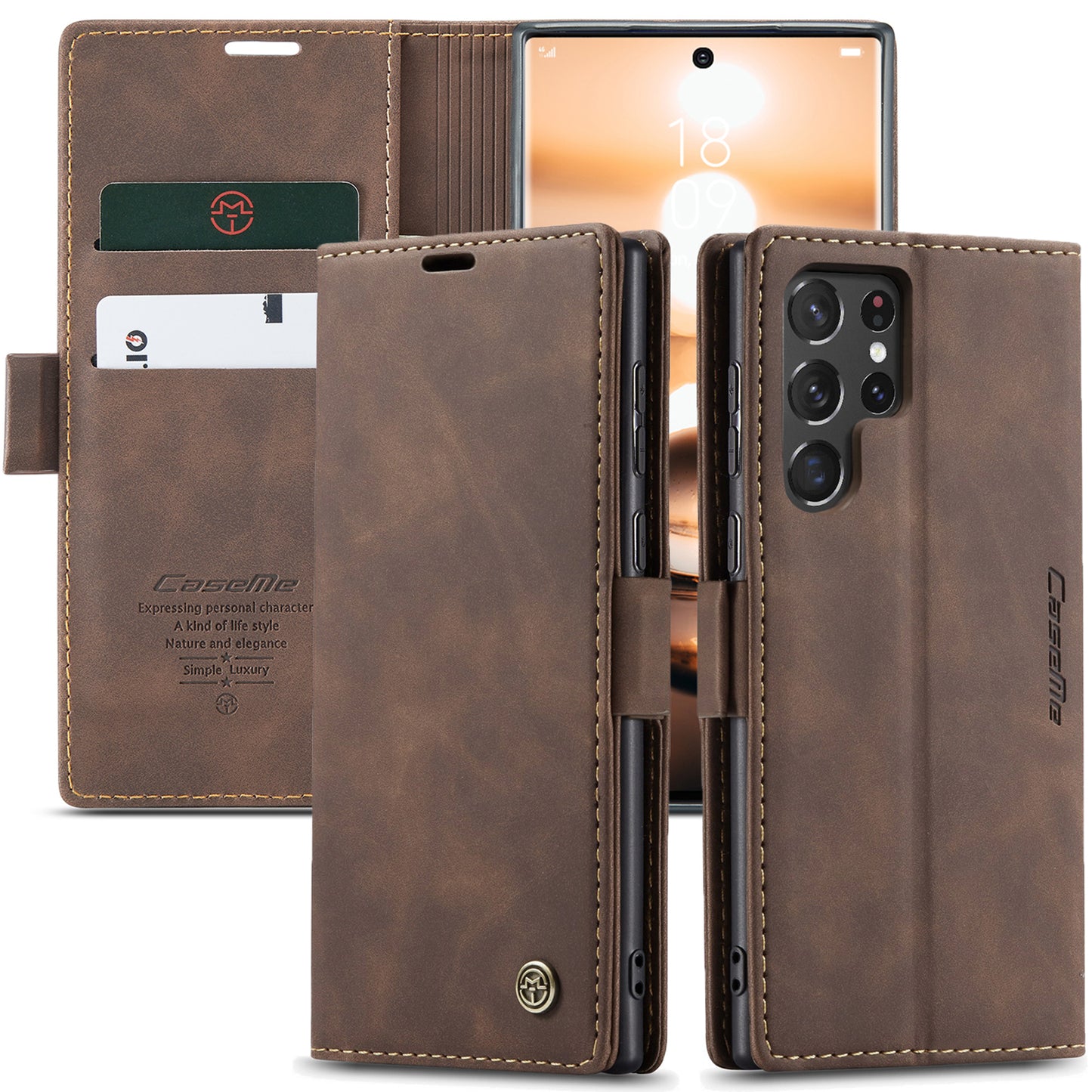 Book Classical Retro Leather Samsung Galaxy S22 Ultra Case Slim Wallet