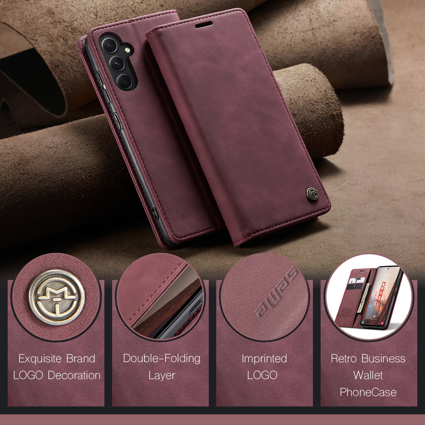 Book Classical Retro Leather Samsung Galaxy S23 FE Case Slim Wallet