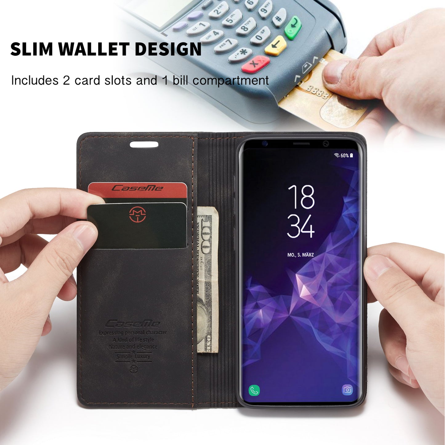 Book Classical Retro Leather Samsung Galaxy S9 Case Slim Wallet