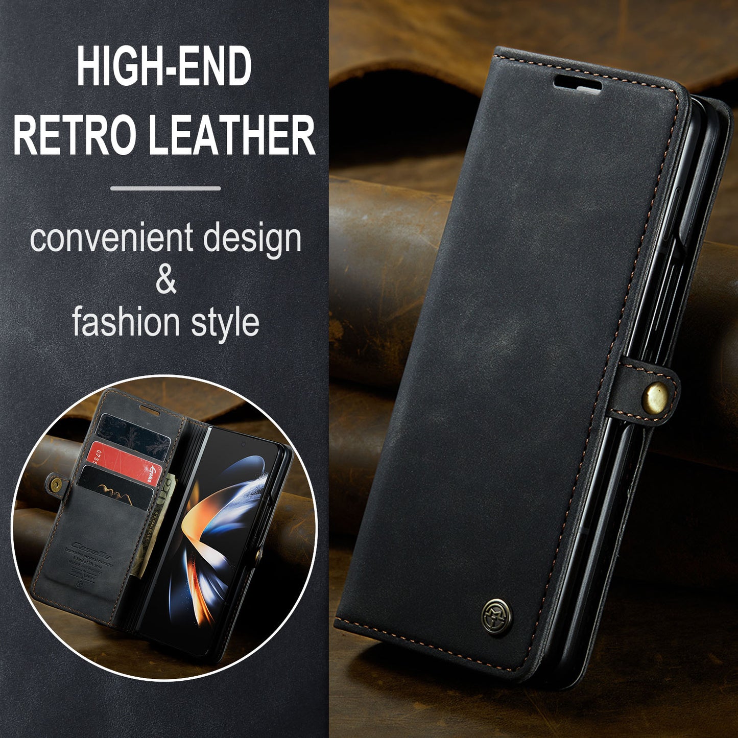 Book Classical Retro Leather Samsung Galaxy Z Fold4 Case Slim Wallet