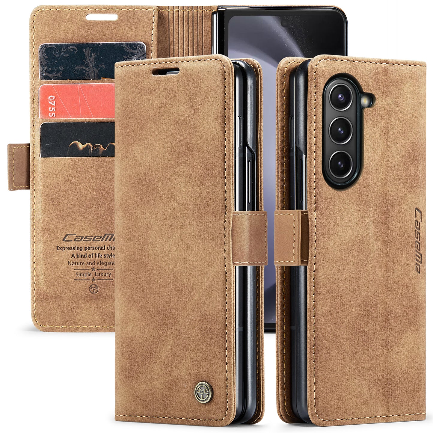 Book Classical Retro Leather Samsung Galaxy Z Fold5 Case Slim Wallet