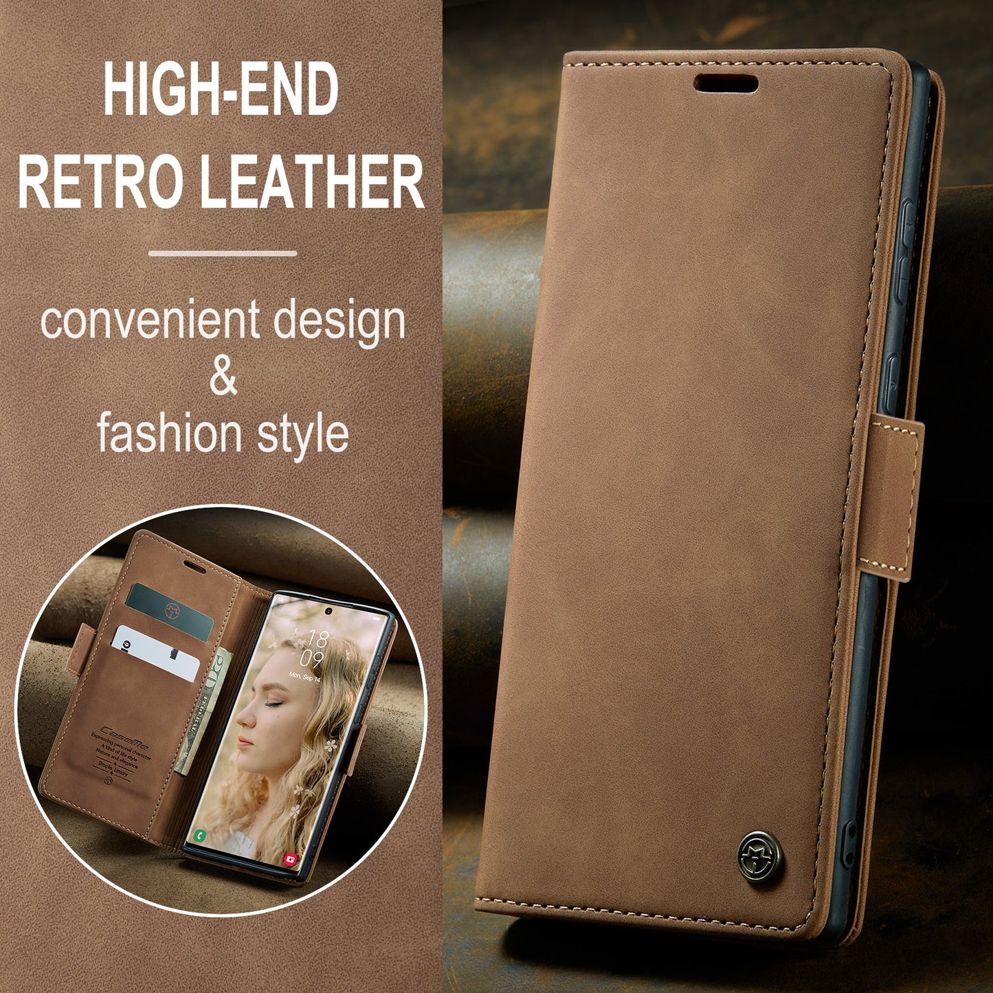 Book Classical Retro Leather Samsung Galaxy S23 Ultra Case Slim Wallet