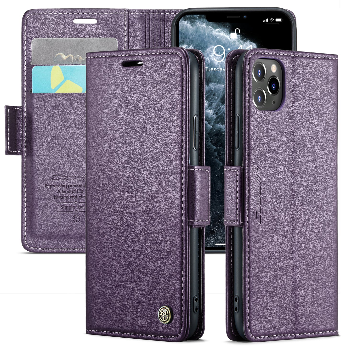 Butterfly Clasp Leather Apple iPhone 11 Pro Case Wallet TPU Stand