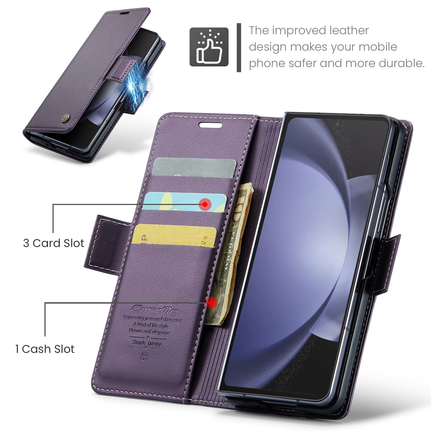 Butterfly Clasp Leather Samsung Galaxy Z Fold5 Case Wallet TPU Stand