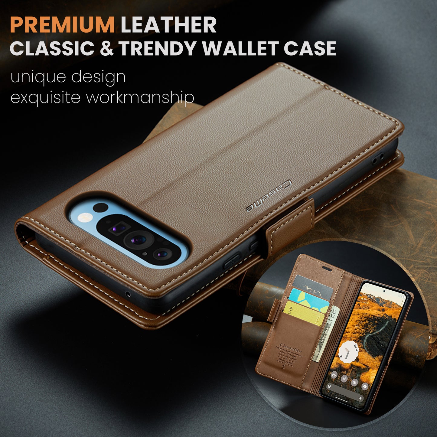 Butterfly Clasp Leather Google Pixel 9 Pro XL Case Wallet TPU Stand