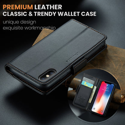 Butterfly Clasp Leather Apple iPhone Xs Case Wallet TPU Stand