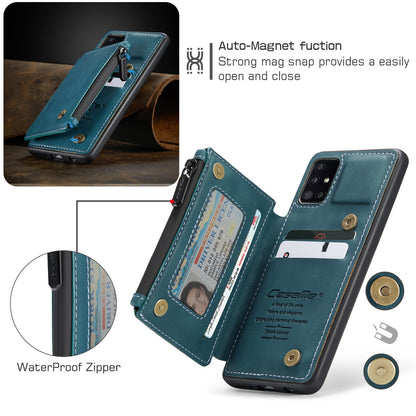 Wrist Strap Leather Card Holder Zipper Samsung Galaxy A51 Case Back