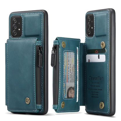 Wrist Strap Leather Card Holder Zipper Samsung Galaxy A52 Case Back