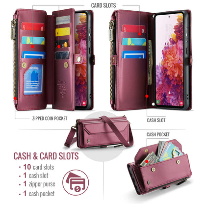 Women Shoulder Bag Galaxy S20 FE Case Card Slots Buckle Pockets